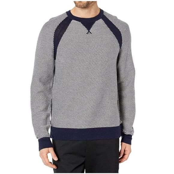 Toad & Co Strahlhorn Lambswool Crewneck Sweater in Navy Stripes, Size Small - Picture 1 of 10